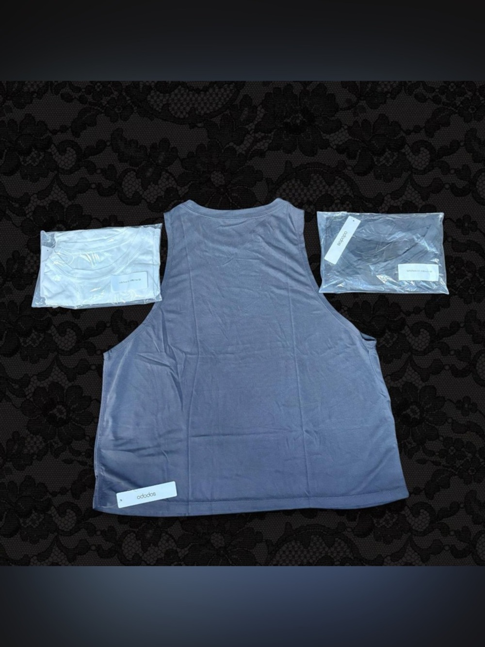 NEW ODODOS 3 Pack Essential Crop Tank Tops XS S White Black Charcoal